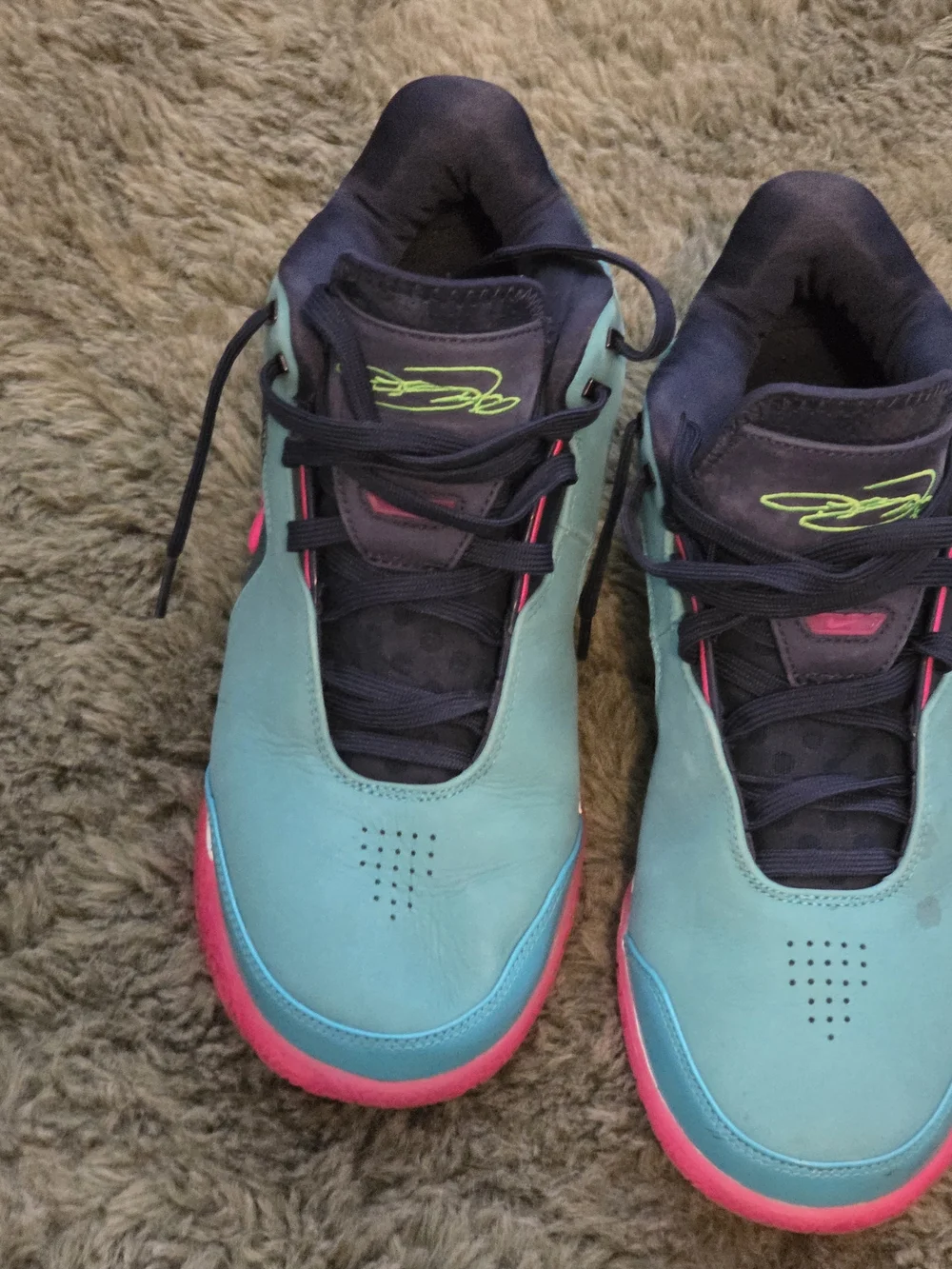 Men's Teal and Pink Low-Top Sneakers